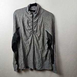 Champion Shirt Woman's Size XXL Gray Black Long Sleeve 1/4 Zip Thumb Holes